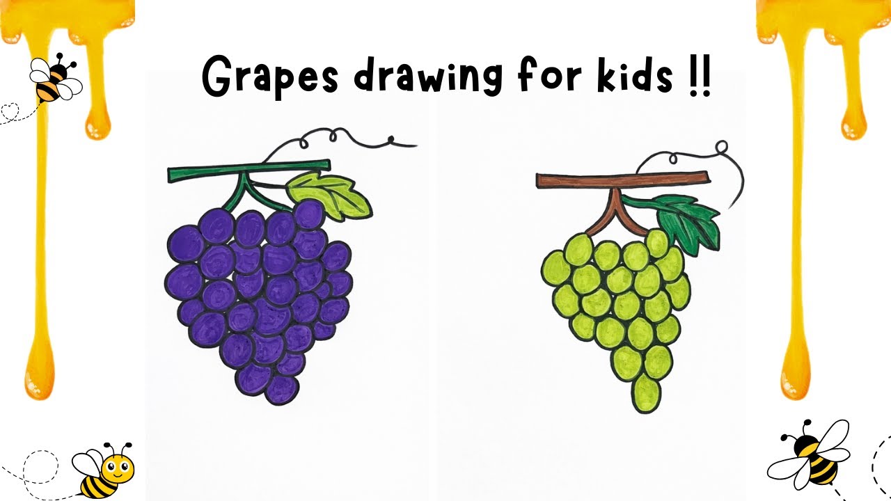 Grapes Drawing for Kids and Art lovers | Step by Step Drawing and Coloring|