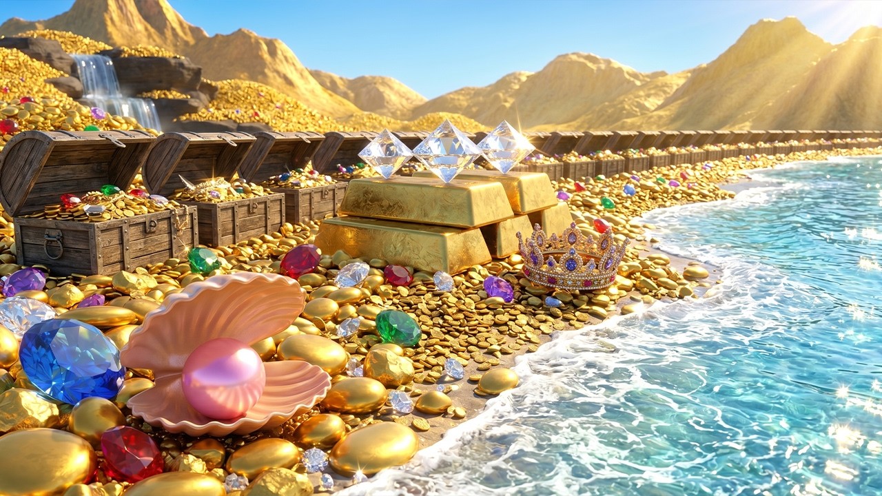 Amazing, dig up gold nuggets in the mountains and rivers.