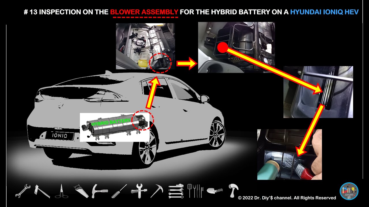 # 13 Проверка узла вентилятора гибридной батареи на гибридном электромобиле Hyundai Ioniq