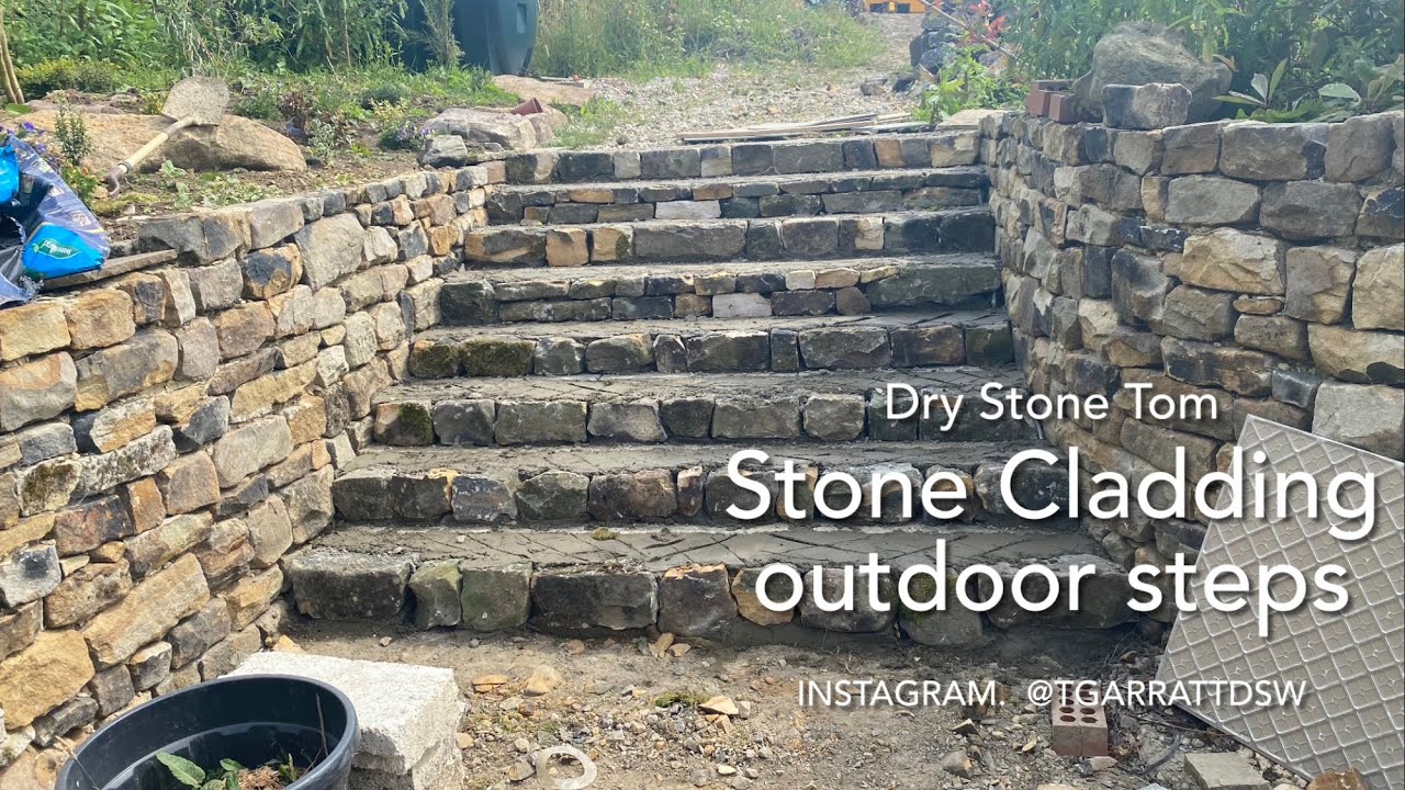 Stone Cladding Outdoor Steps after Rectifying Them