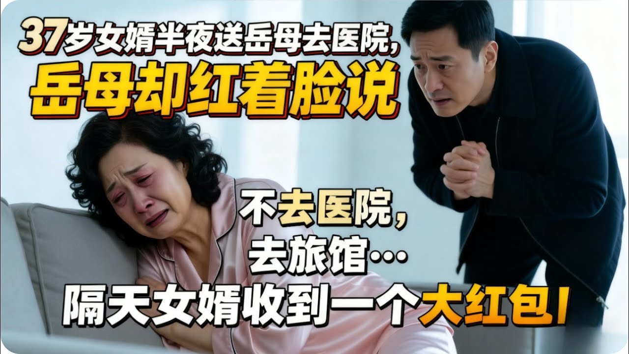 37歲女婿半夜送岳母去醫院，岳母卻紅著臉說：不去醫院，去旅館…隔天女婿收到一個大紅包！ #家庭故事 #情感糾葛