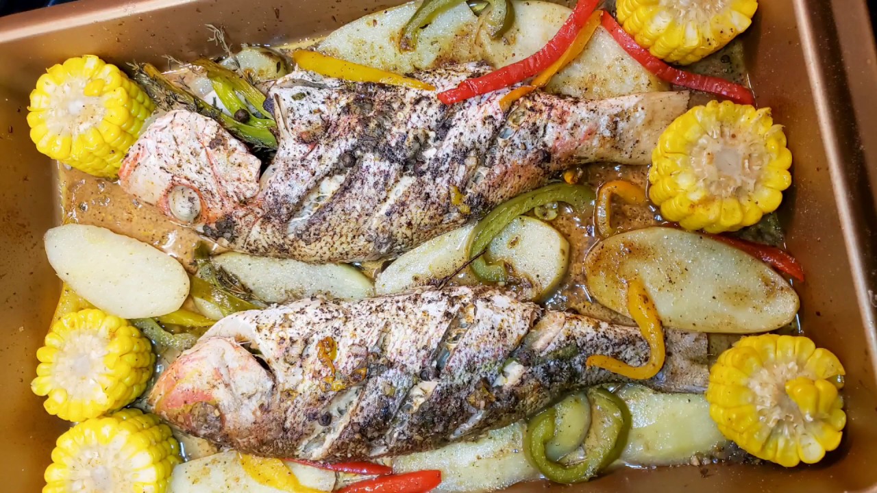 Jerk Red Snapper Fish with Veggies Recipe (Ovenbaked) ||Jamaican-Style|| Whitney's Kitchen Jamaica
