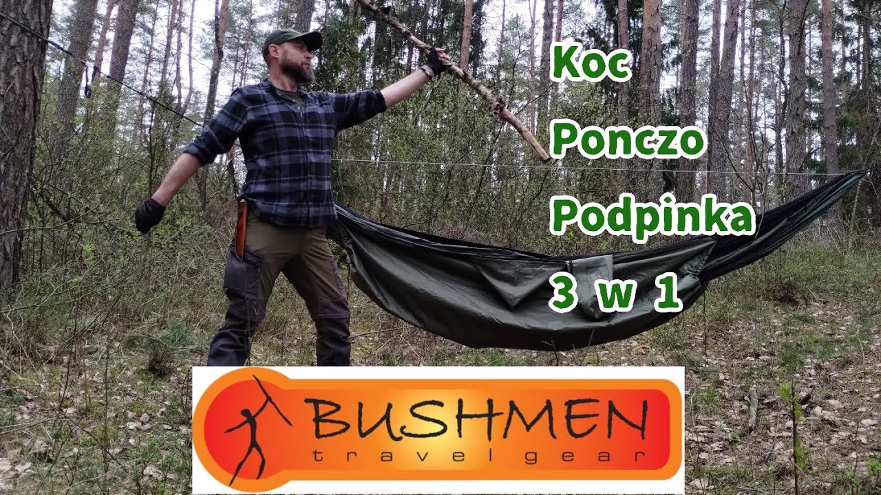 Koc termiczny Bushmen Thermo. Biwakowy multitool. Koc ponczo podpinka 3 w 1.