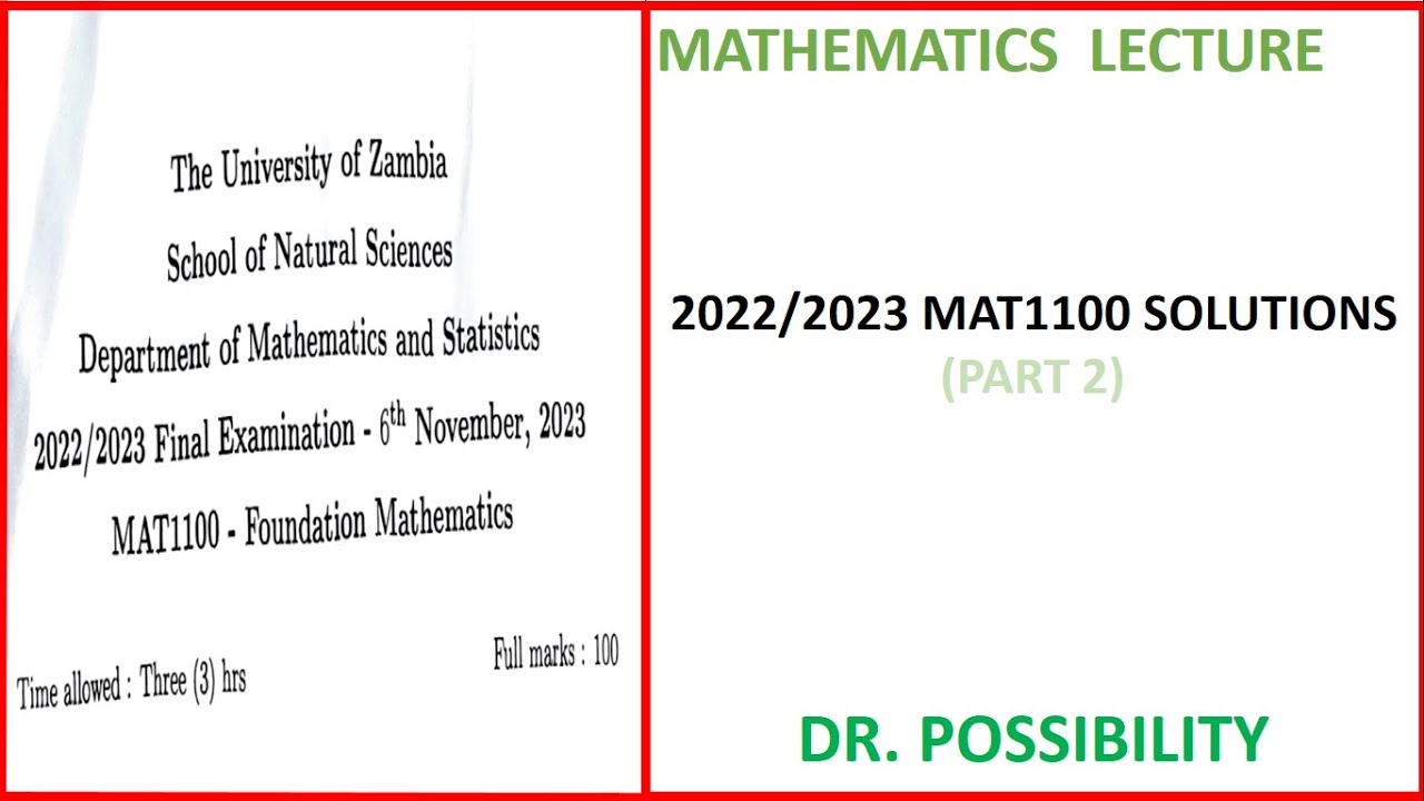 MAT 1100 2023 EXAM QUESTION TWO SOLUTION