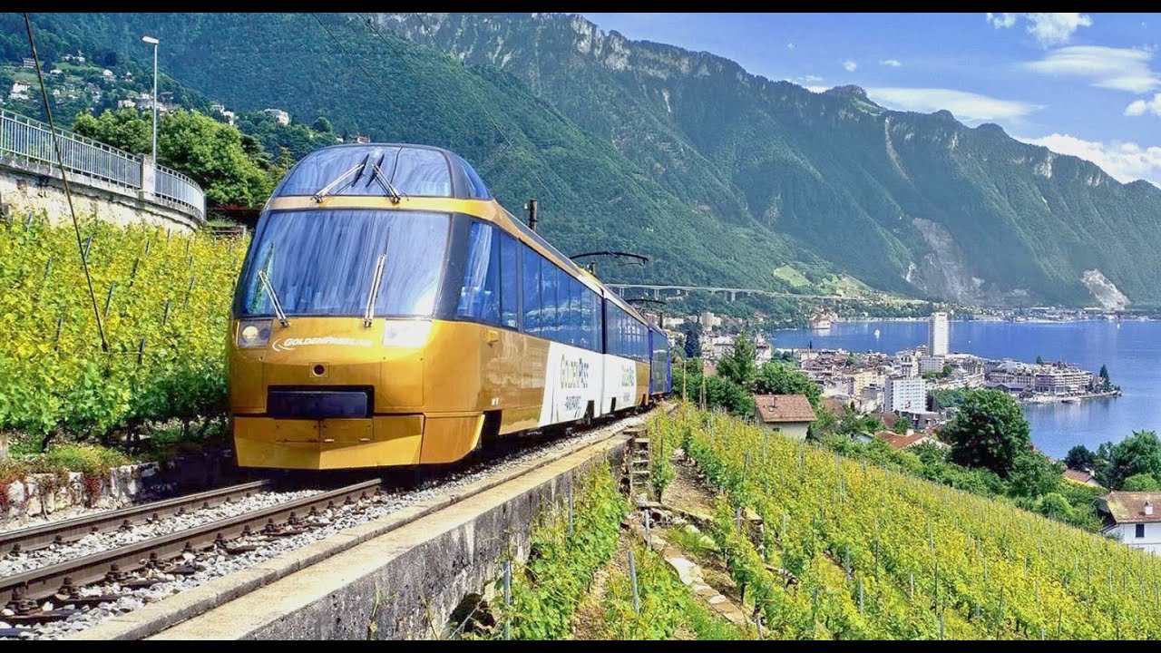 Les Avants - Montreux MOB GoldenPass railway Switzerland complete ride - Eisenbahn Schweiz