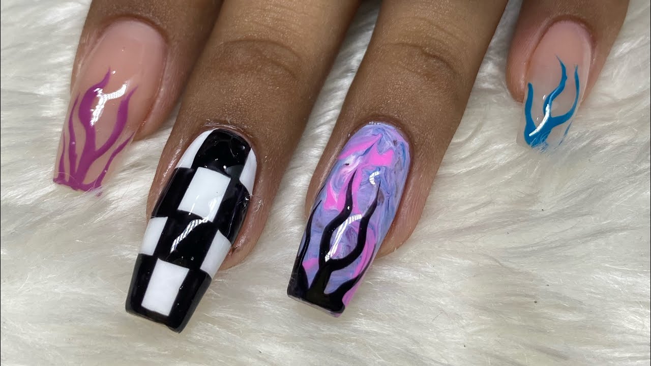 Uñas acrílicas con DISEÑO en mano alzada | Aplicación con TIP