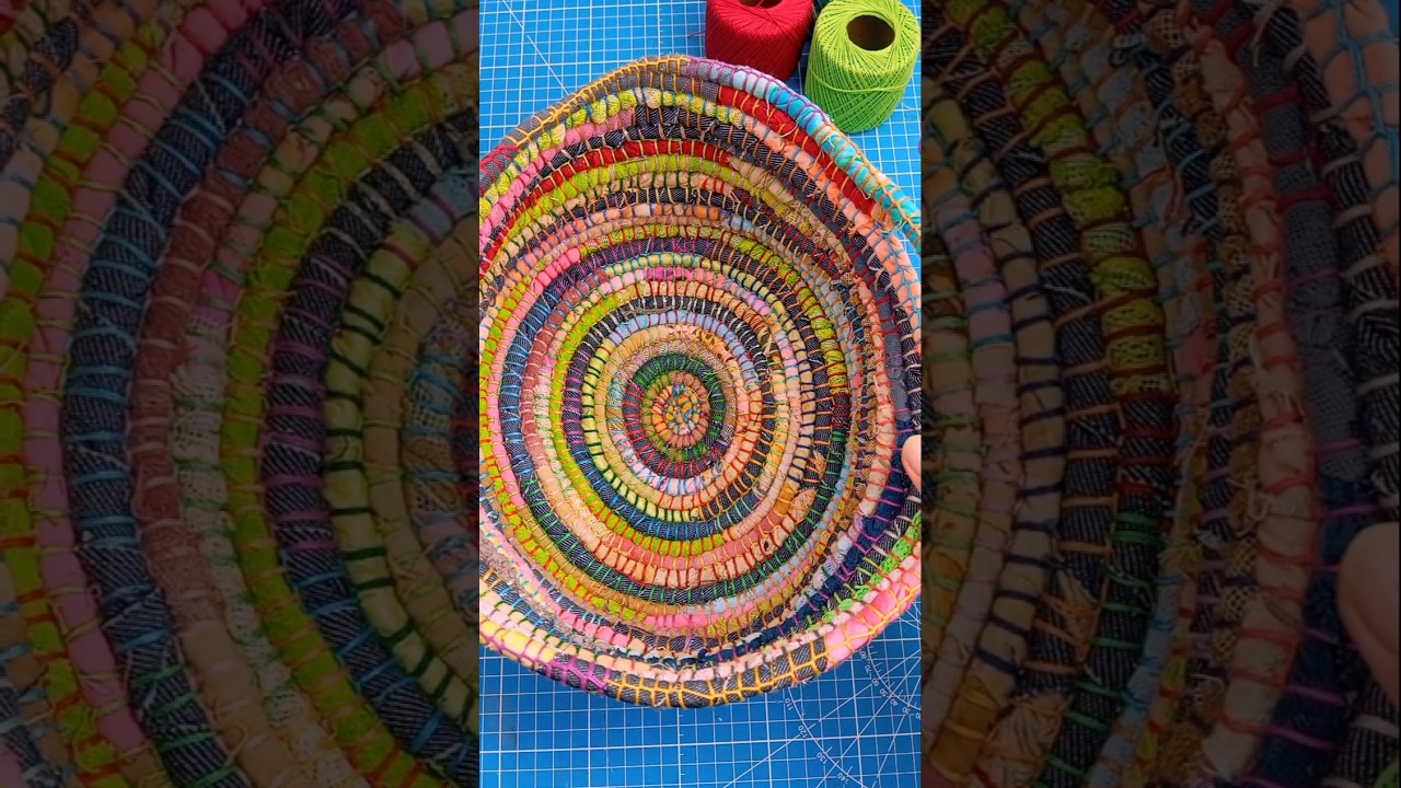 From trash to treasure! Coiled basket from fabric scraps