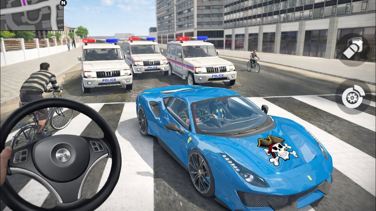  Ferrari car ke piche pad Gai police😱 Indian Thift Auto Simulator Game GTA mod open world Game 🎮