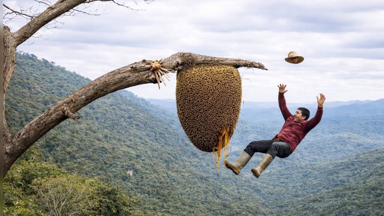 The Branch Snapped While Collecting a Giant Beehive – The Most Terrifying Moment!