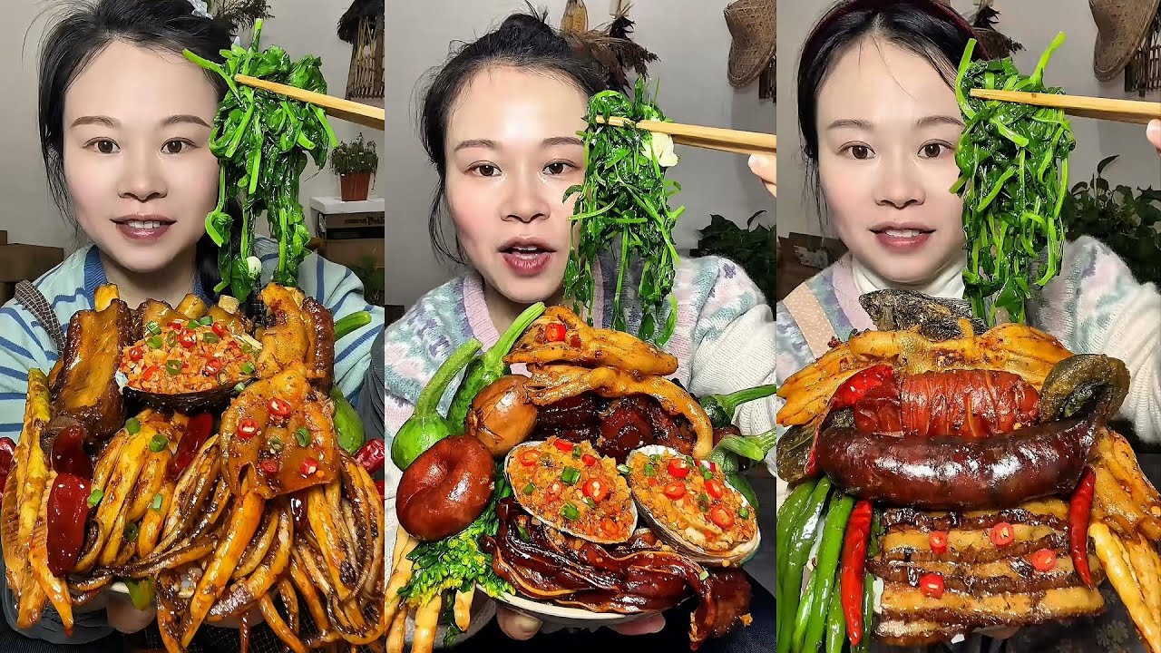 🔥 Homemade Mukbang | Braised Pork, Water Spinach, Eggs & Super Spicy Chili 🌶️ | Super delicious