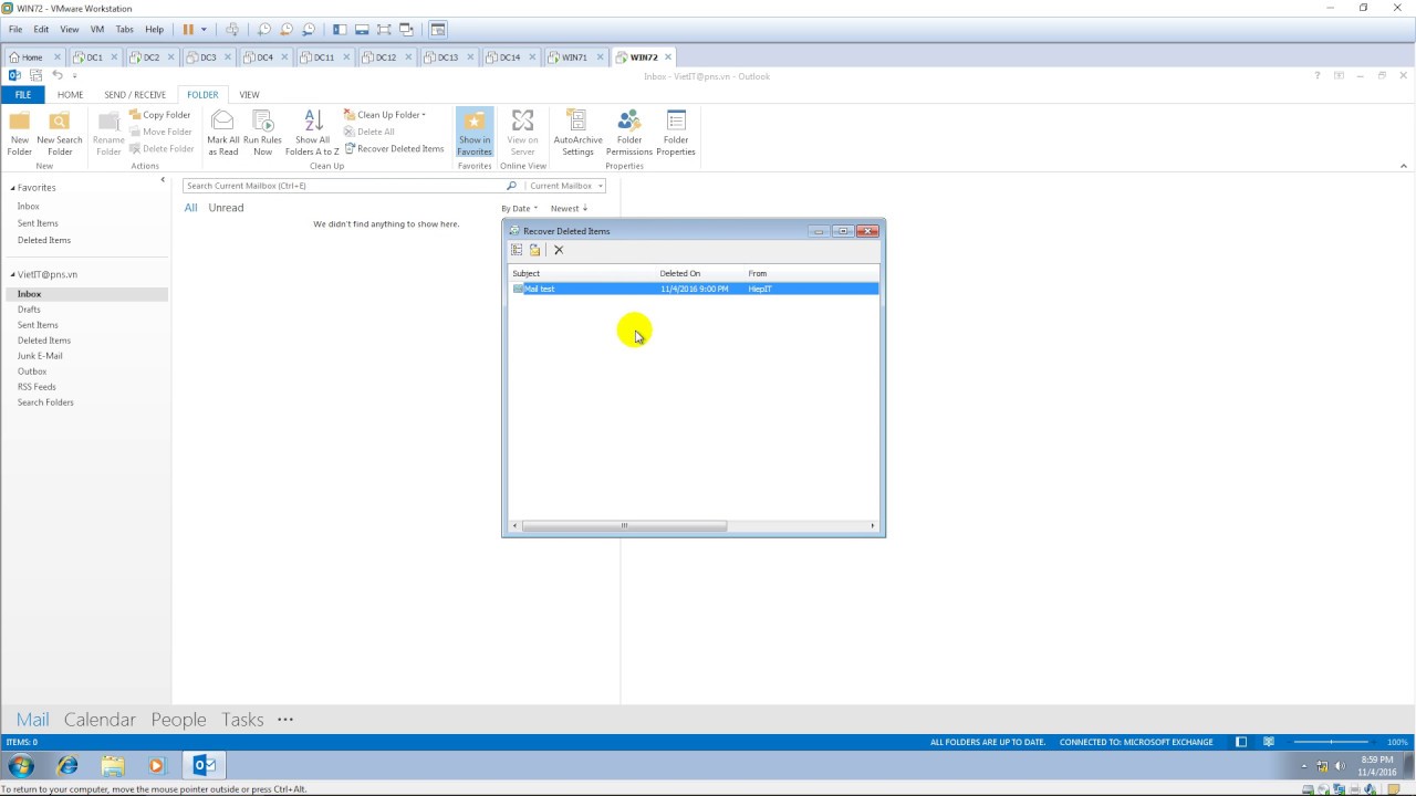 Recovering Deleted Mailboxes using Outlook 2013