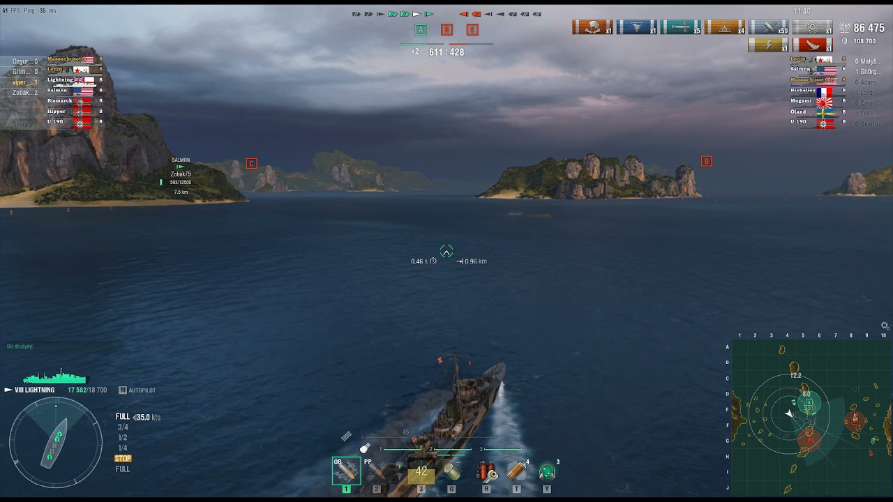 HMS Lightning 120 K dmg 3 kills 2489 exp Duży kaliber, Dewastujące uderzenie