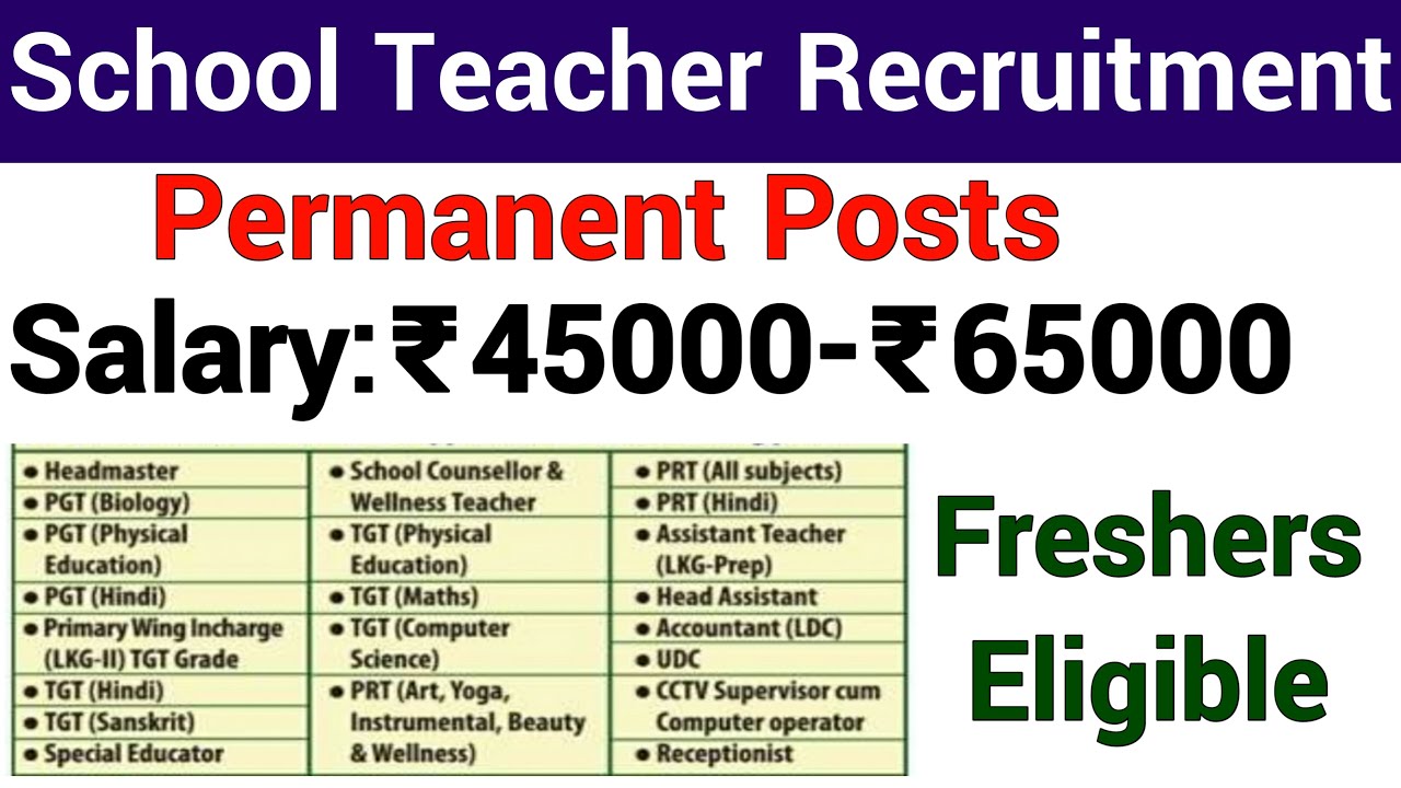 SCHOOL TEACHER RECRUITMENT 2022 I PERMANENT / CONTRACT II ALL SUBJECTS II BUS FARE FOR INTERVIEW