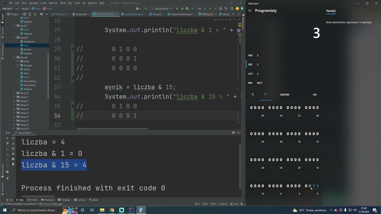 Java - bity i bajty, przesunięcia bitowe - Kompletny Kurs Programowania - [Lekcja 23]