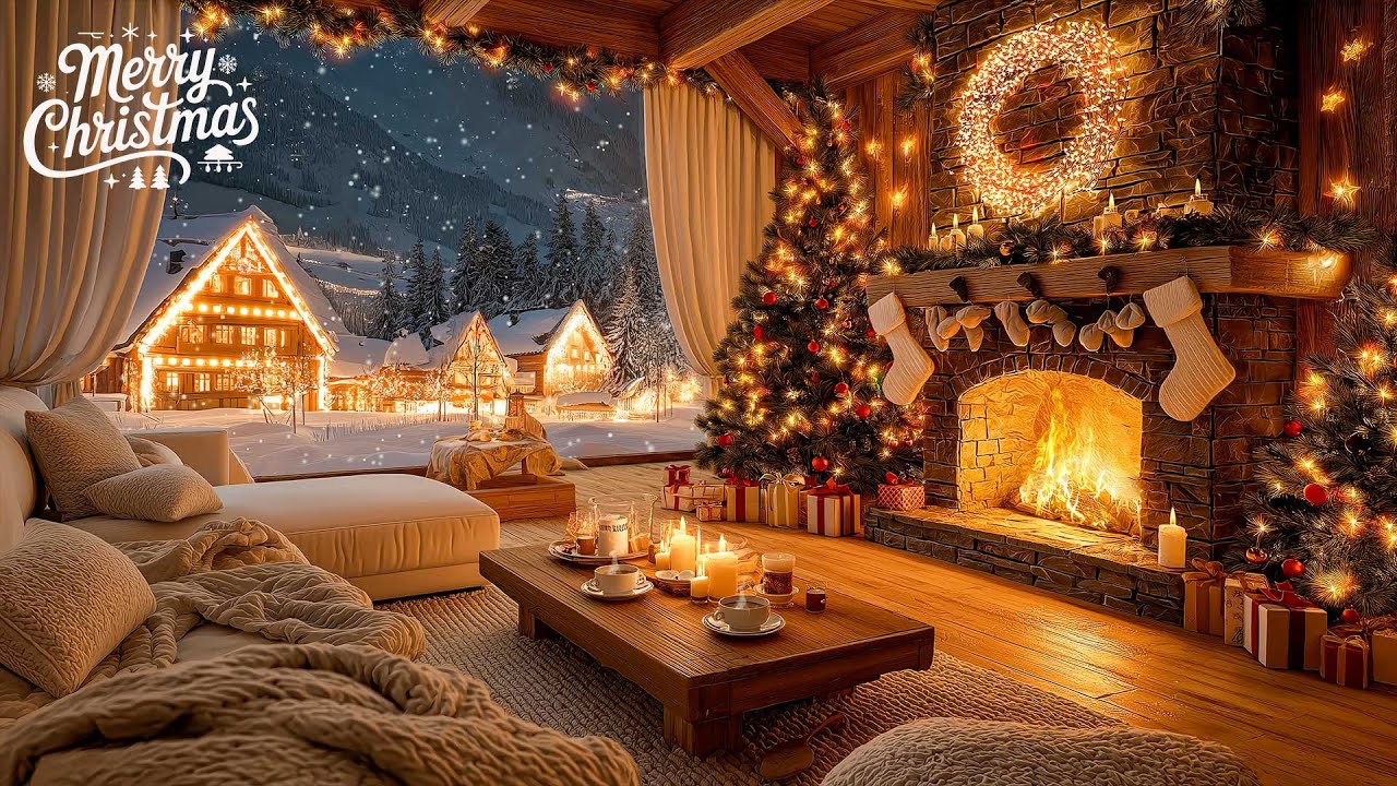 Soothing Christmas Ambience 🌲 Relaxing Christmas Music With Fireplace🔥 Soft Piano Music For Calm