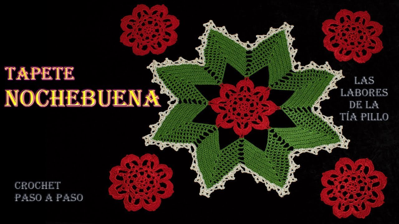 TAPETE NOCHEBUENA con POSAVASOS - CROCHET FACIL Paso a Paso