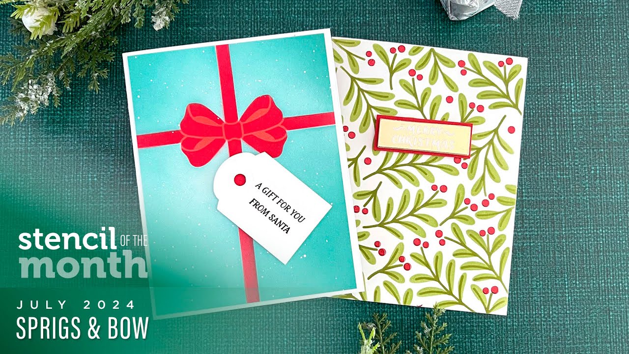 Spellbinders July 2024 Stencil of the Month – Sprigs & Bow