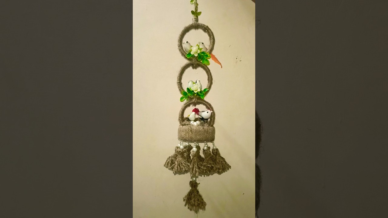How to Make Handmade Jute Hanging Birds with Nest🐦 | DIY from Empty Tape Roll #shorts #youtubeshorts