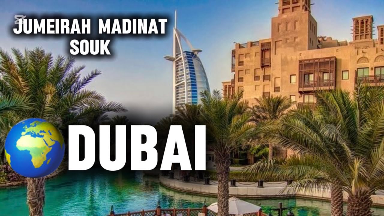 Jumeirah Madinat souk,Turtle Lagoon, Burj Al Arab, Al Naseem Hotel, All next to each other, 4K walk