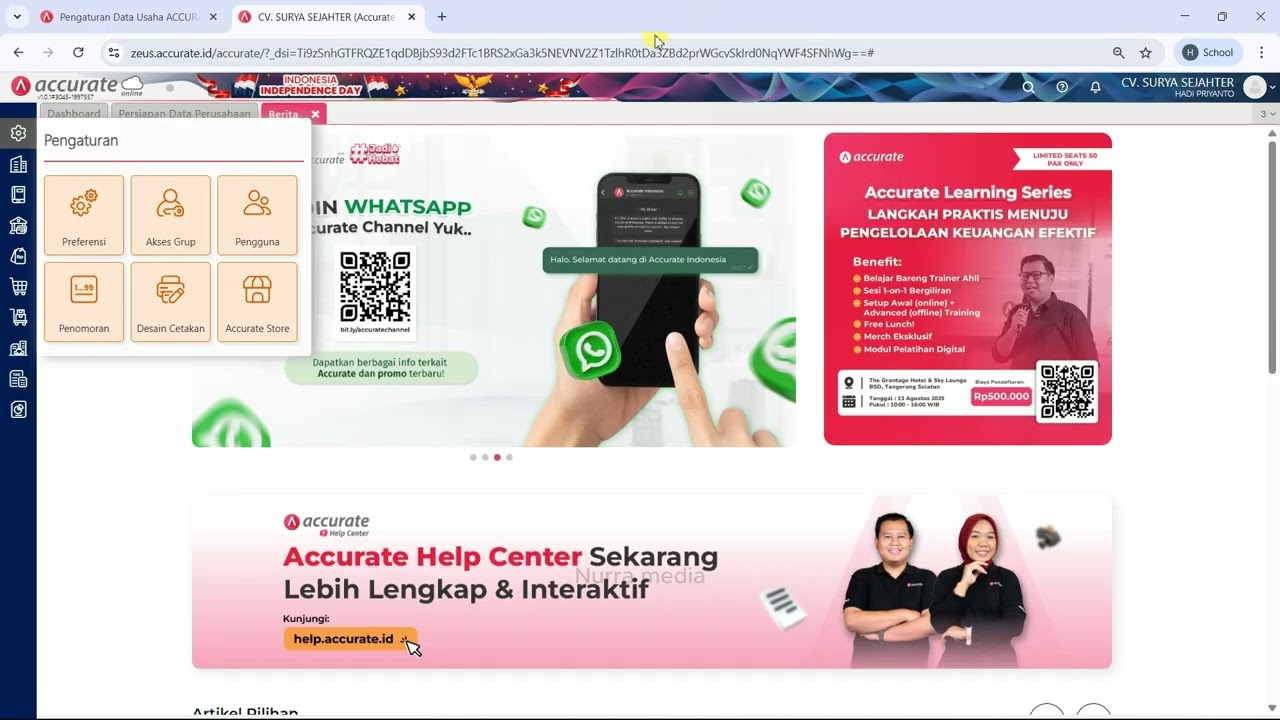 TUTORIAL ACCURATE ONLINE | CV. SURYA SEJAHTERA LENGKAP PEMBAHASAN