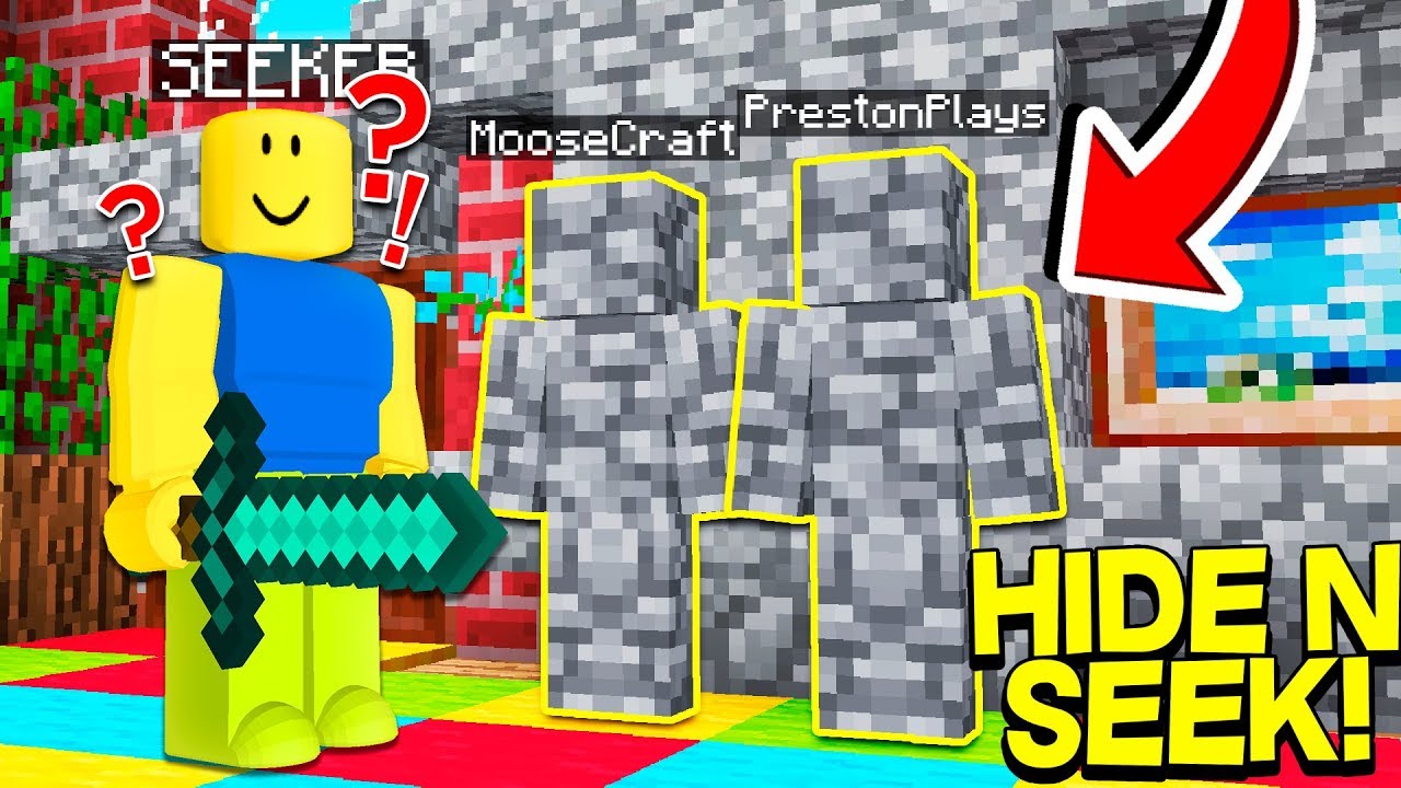 ROBLOX HIDE AND SEEK IN MINECRAFT! W/ PRESTONPLAYZ & MOOSECRAFT