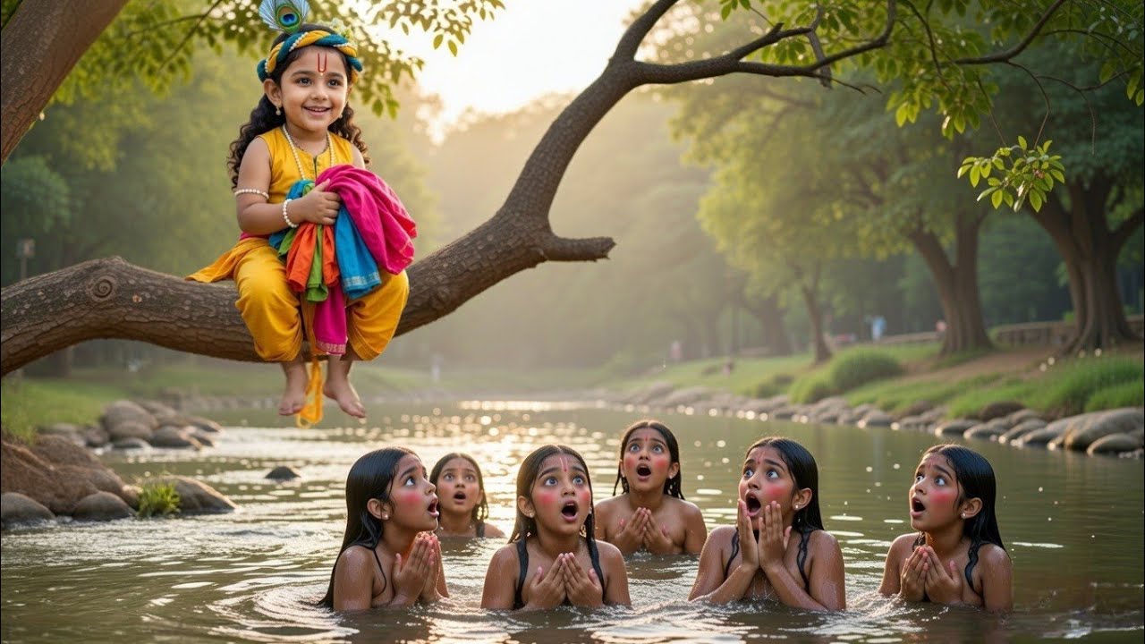 नदी में नहा रही गोपियों के कान्हा ने चुरा लिए कपड़े | Yashomati Maiyaa Ke Nandlala