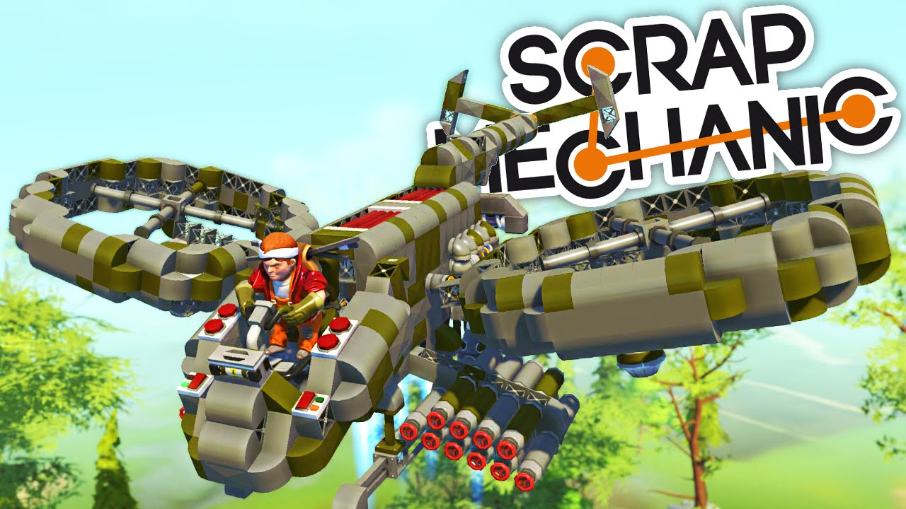 Scrap Mechanic CREATIONS - ARMY HELICOPTER, POD RACER, BATMOBILE and MORE!