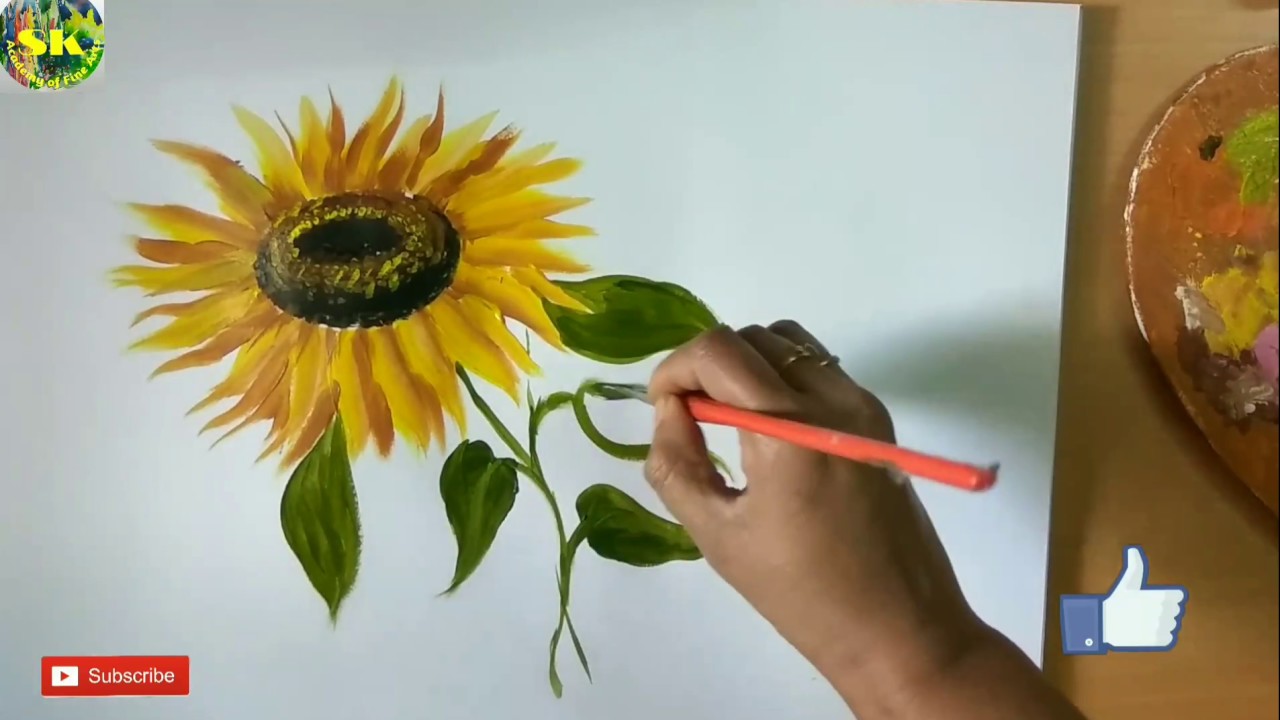 flower painting || one stroke flower painting || sunflower one stroke painting | acrylic painting