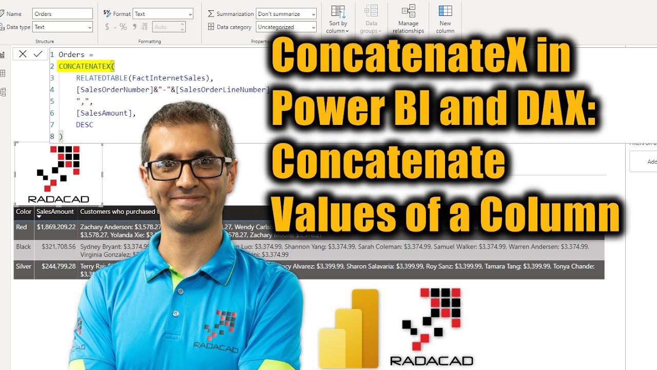 ConcatenateX в Power BI и DAX. Объединение значений столбца