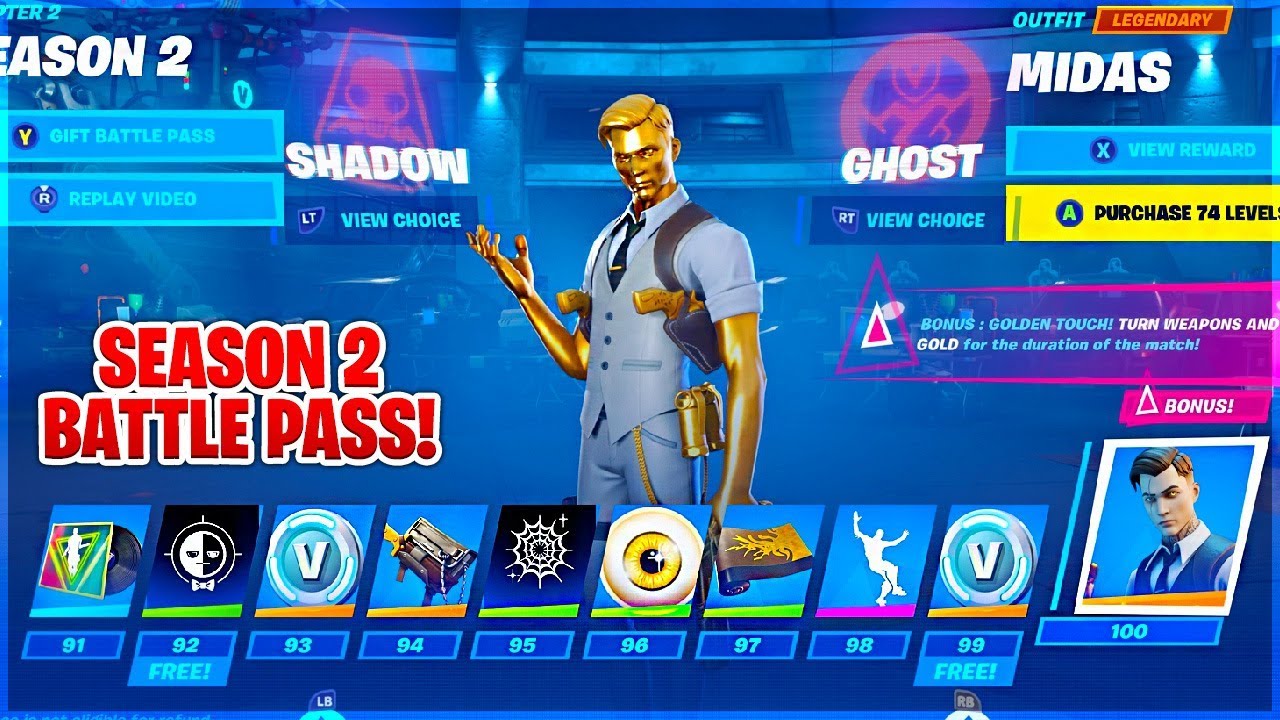 Season 2 Battle Pass ALL Tiers SHOWCASE! TIER 100 UNLOCKED! (CHAPTER 2)