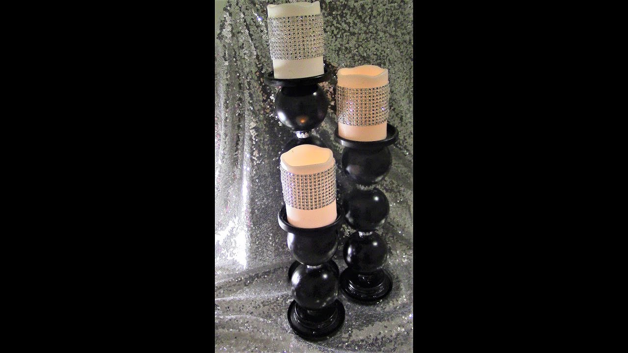 Dollar Tree DIY Black & Silver Globe candlesticks for $13.50 