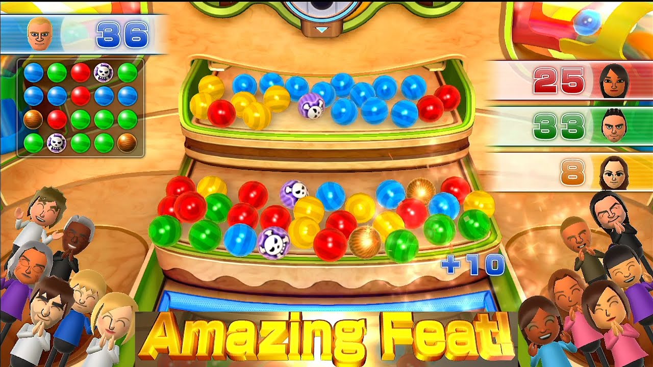 Wii Party U The Balldozer gameplay Pit vs Shu-Hui vs Guillermo vs Maria | Amazing Feat !!