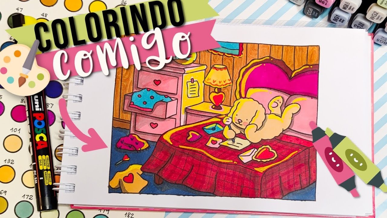 BOBBIE GOODS - Colorindo quarto fofo 🩷🎨 com marcadores da shopee touch
