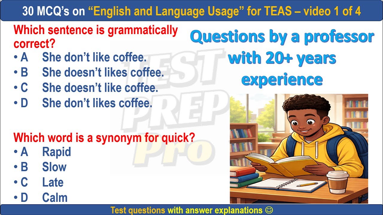 TEAS Part 1 English and language usage practice questions |  #englishgrammar #languageusage
