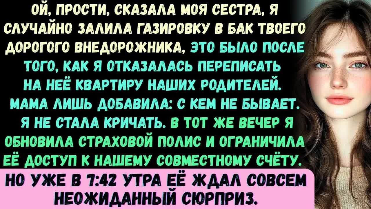 Ой, извини, сказала моя сестра, я случайно залила газировку в бензобак твоего дорогого внедорожника