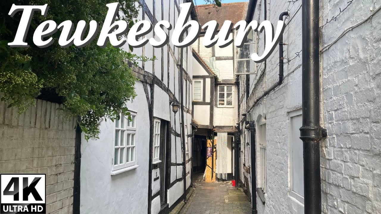 Norman Abbey, Medieval alleys & waterways in Tewkesbury | English town 4k walk