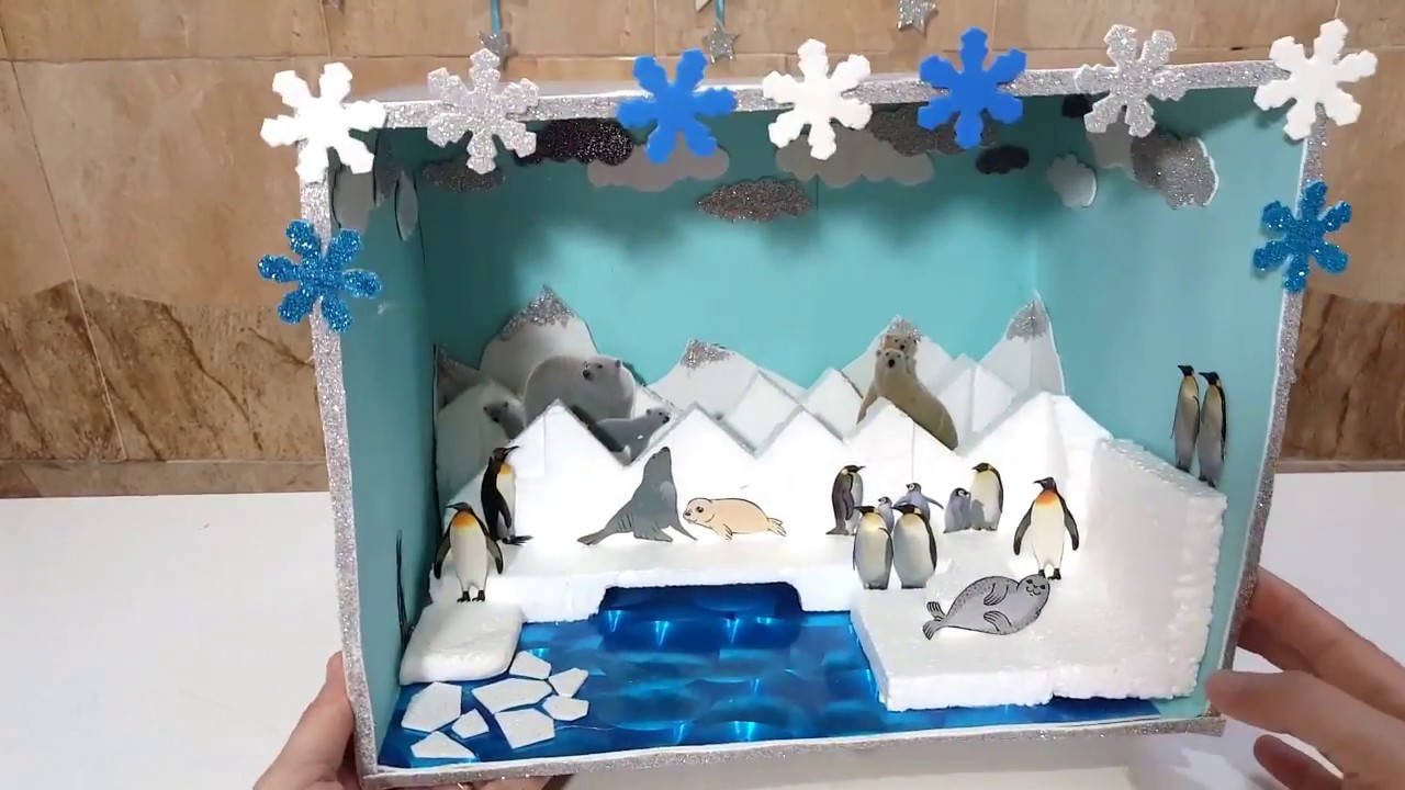 طريقه عمل مجسم البيئة الثلجية أو القطبية || How To Make POLAR ECOSYSTEM MODEL
