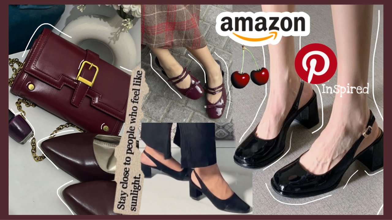*Pinterest inspired* Bag & Footwear 🍒 Cherry Red, Burgundy🍒 Heels, Flats, Mary Janes🎀