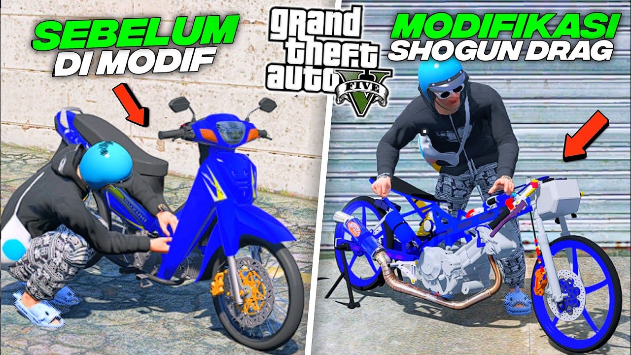 Aku Modifikasi Motor Shogun Drag Langka Untuk Ikut Balapan Aura Drag - GTA 5 MOD