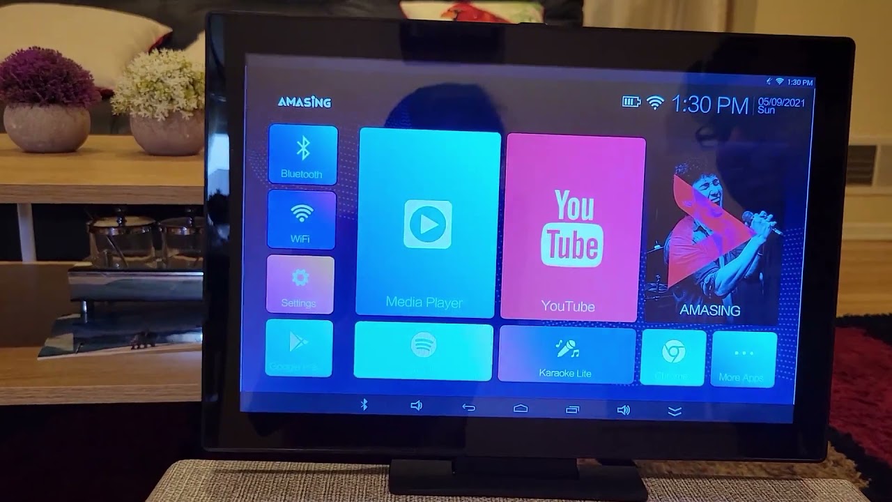 Amasing Karaoke Machine with Lyrics Bluetooth, Speaker System, WiFi, Built-in Tablet + 2 Microphones