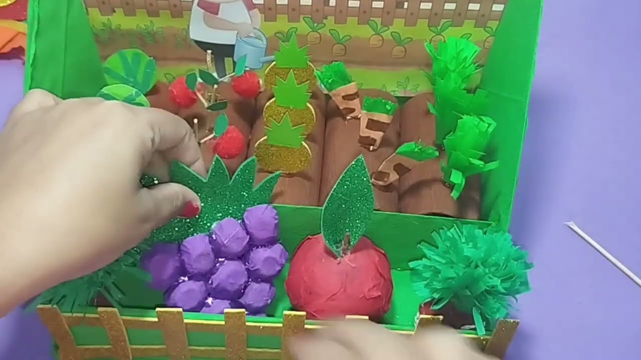 MAQUETA DE HUERTO/ COMO HACER UN HUERTO ESCOLAR DE MATERIALES RECICLADOS