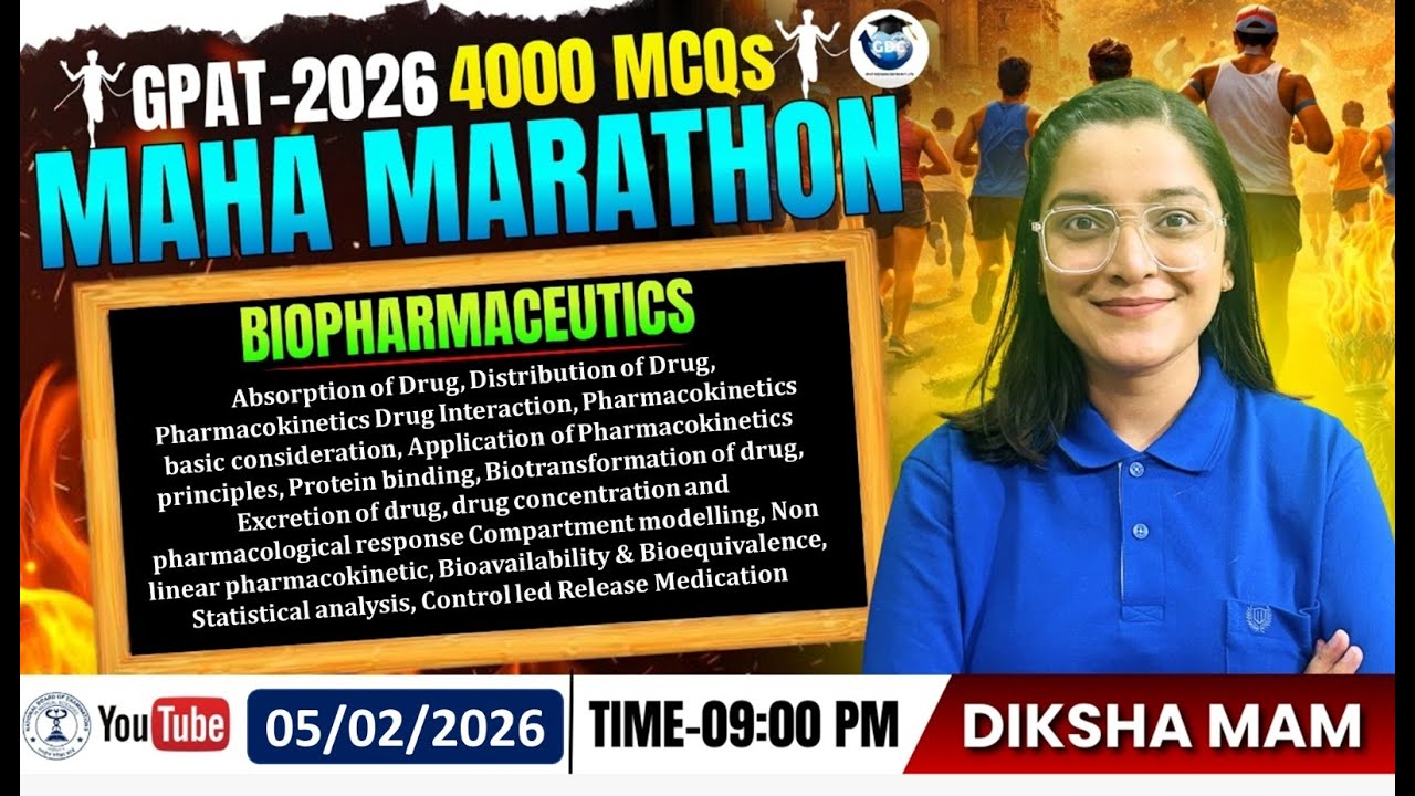 GPAT-2026 | 4000 MCQs MAHA MARATHON | CLASS-40| Biopharmaceutics- Pharmacokinetics & Bioavailability