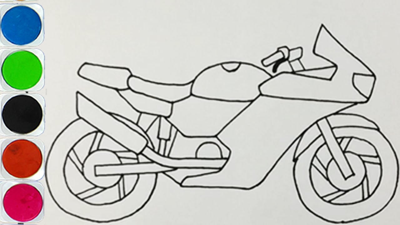 Cara Menggambar dan Mewarnai Mainan Motor | Glitter Sport Motor Coloring Pages | Bé học tô màu