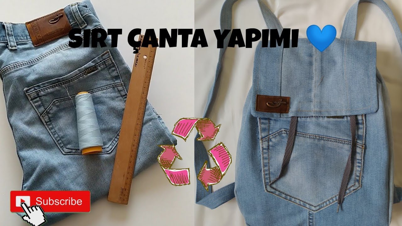 ESKİ KOTTAN SIRT ÇANTA YAPIMI/Detaylı anlatım/eski kotları değerlendirme
