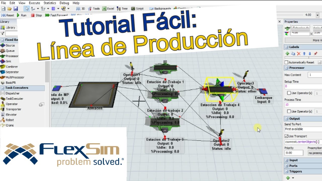 TUTORIAL FLEXSIM #2 (Versión 2025): Cómo hacer una LÍNEA de PRODUCCIÓN en Simulación de FlexSim