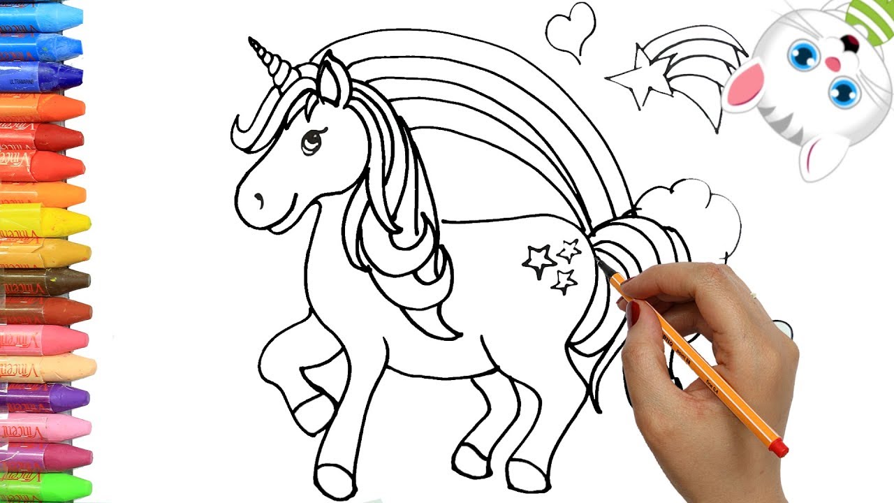 画画教学 | 儿童画画 | 如何画独角兽 | 如何绘画和颜色孩子电视