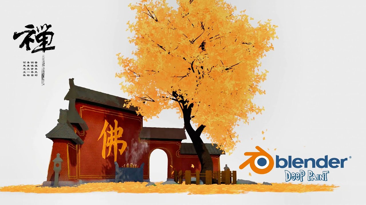 Blender Animated Stylized Scene & Deep Paint Addon Tutorial (Ginkgo Tree)