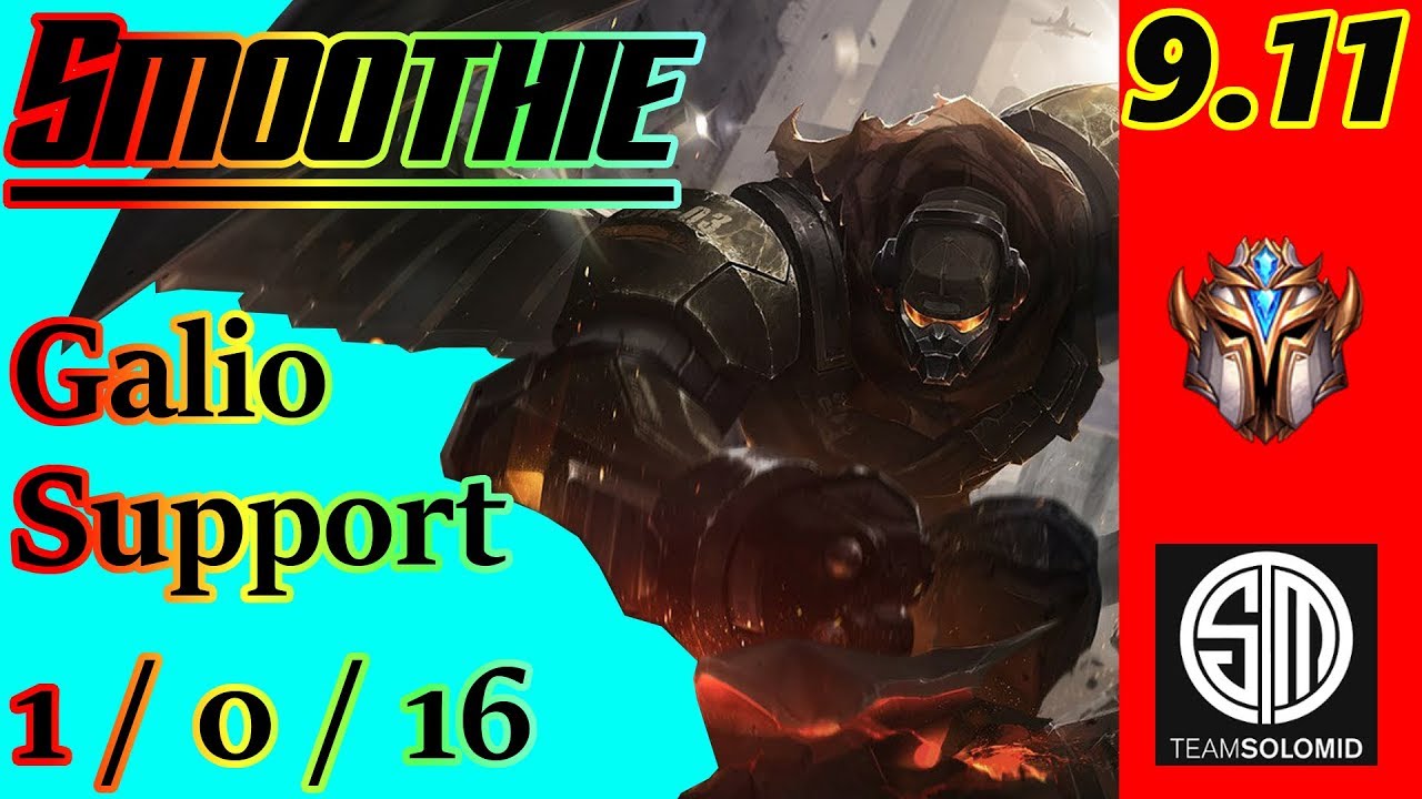 Smoothie as Galio Support | S9 Patch 9.11 | NA Challenger | Full Gameplay
