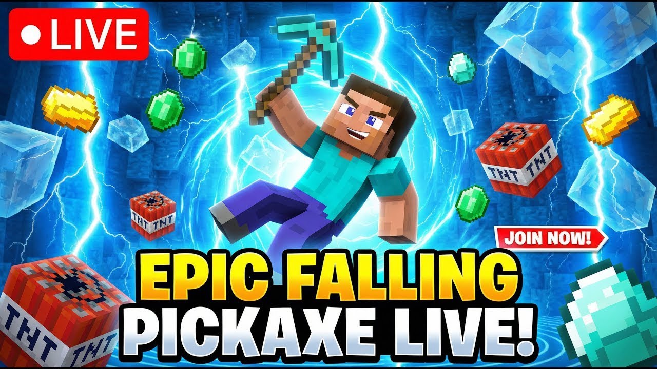 FALLING PICKAXE Control Chat TNT=Boom | SUB=MEGA TNT | Live 24/7 