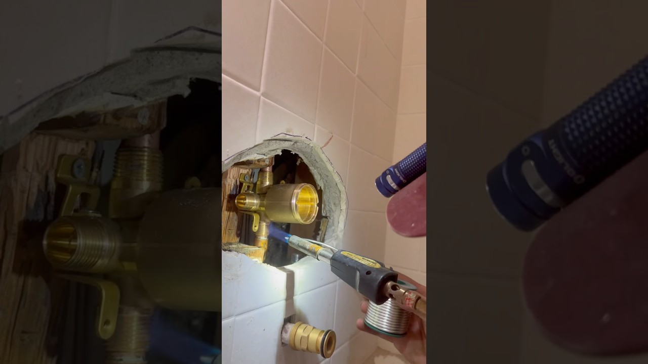 swapping out a shower valve like a pro. phone kept dying and I missed a bunch of this install🤷🏼&zwj;♀️